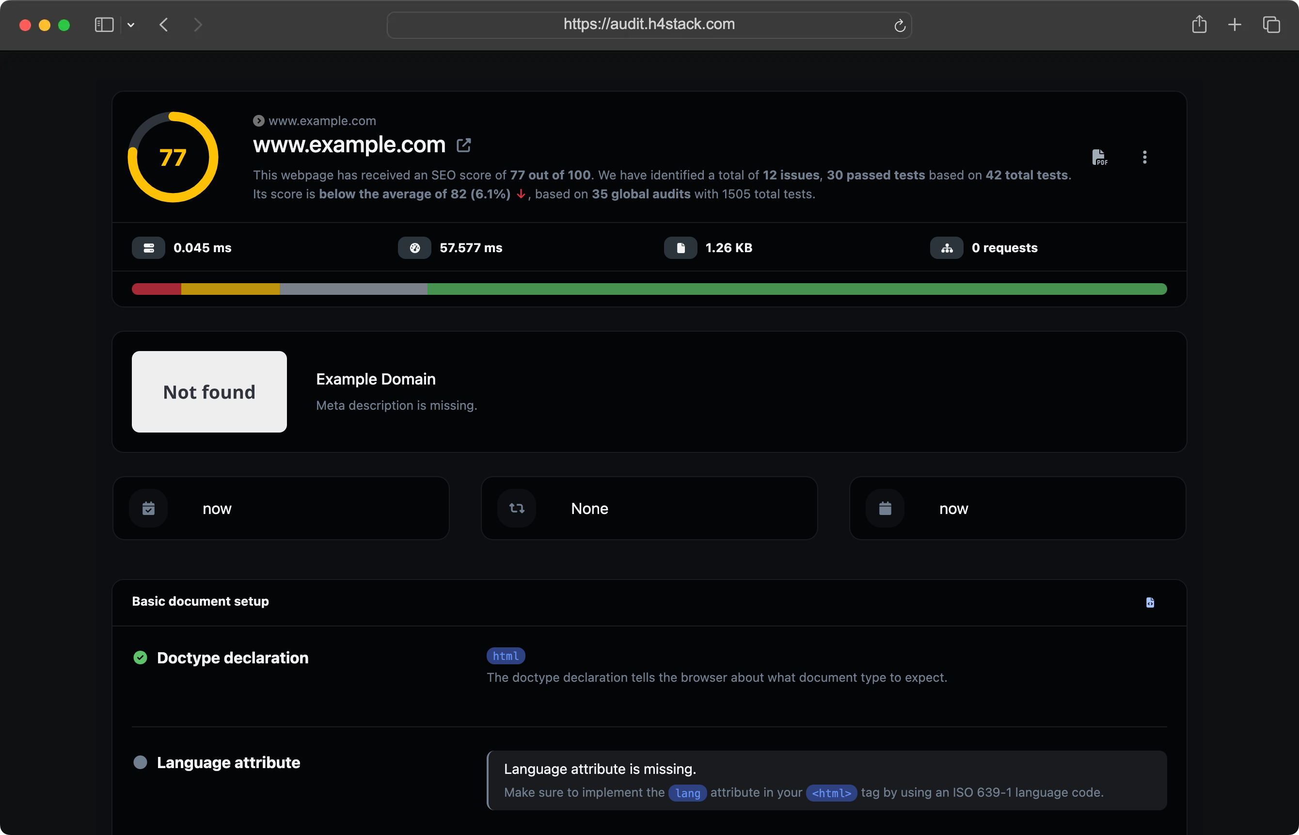 Screenshot of the app dashboard